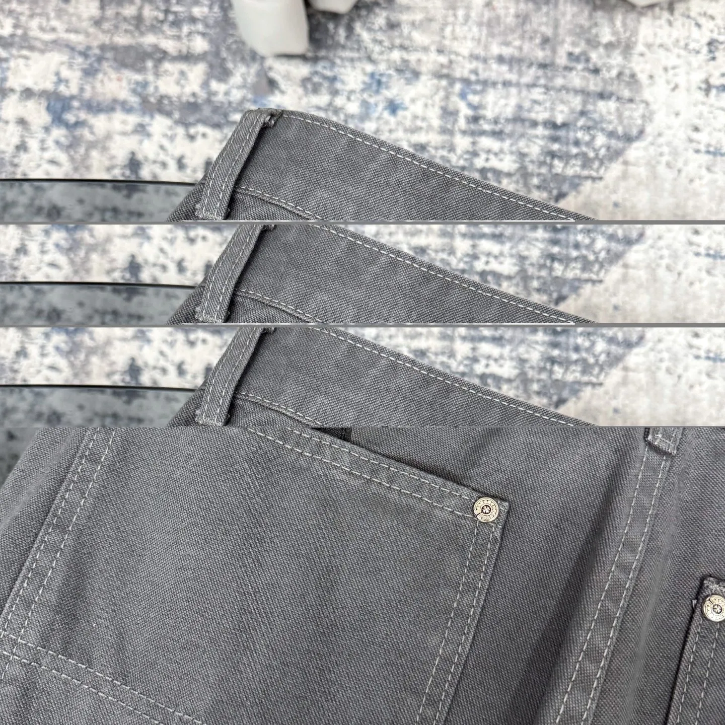 P280 Chrome hearts Cross patch leather jeans workwear logging pants Chrome hearts logging pants are here! ! ! CH Croix Heart Double Knee Cross Patch Leather Bo1 Style Logging Pants Straight-leg Work Pants B136 Croix Heart Cross Sanskrit Overalls Price 34W Level, patchwork cross pattern embellishment, high-waisted washed jeans! ! Absolutely high-end luxury products, 1.9W level god-level single products, super popular products, made by top heavy industry, not to be missed. About Zangyin, this is an extremely luxurious fashion brand, which can also be called the nobles of the high street. It has always been an exclusive brand of some hipsters or rich second generation. Compared with ordinary high streets, it is more luxurious and noble. Compared with luxury brands, it has a more fashionable personality and has always been a brand that I have a special liking for. Imported yarn is custom-woven into a high-density twill canvas, which ensures a crisp silhouette while also making the fabric feel very delicate. It follows the B01 classic silhouette, with a crisp and stylish upper body. The ready-made garments are stone-ground and fermented and can be matched with any style. Buttons and zinc are washed with genuine YKK retro metal products. Double-layered canvas on the front. Perfect details. All hardware is perfect. Size: s-XXL Color: Gray